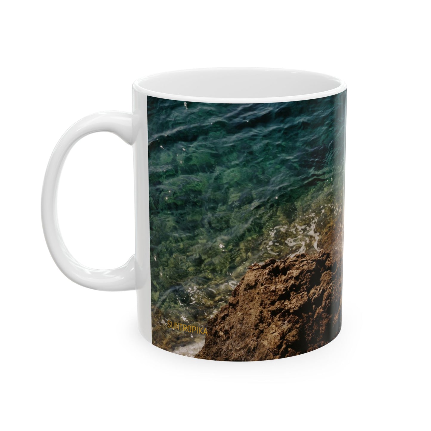 Suntropika Crashing Water Ceramic Mug - 11oz - Perfect for Coffee Lovers & Beach Vibes