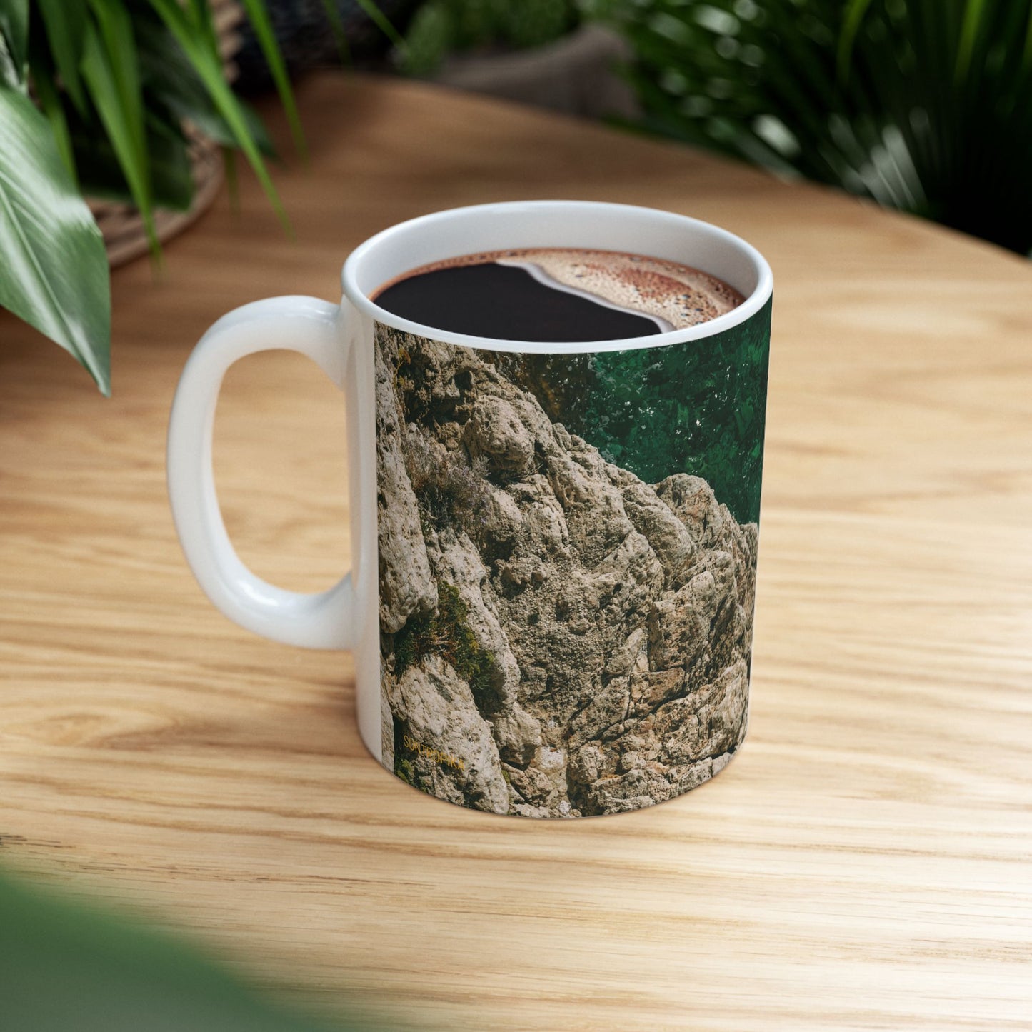 Suntropika Ceramic Mug - Water on the rocks - 11oz - Perfect for Coffee Lovers & Beach Vibes