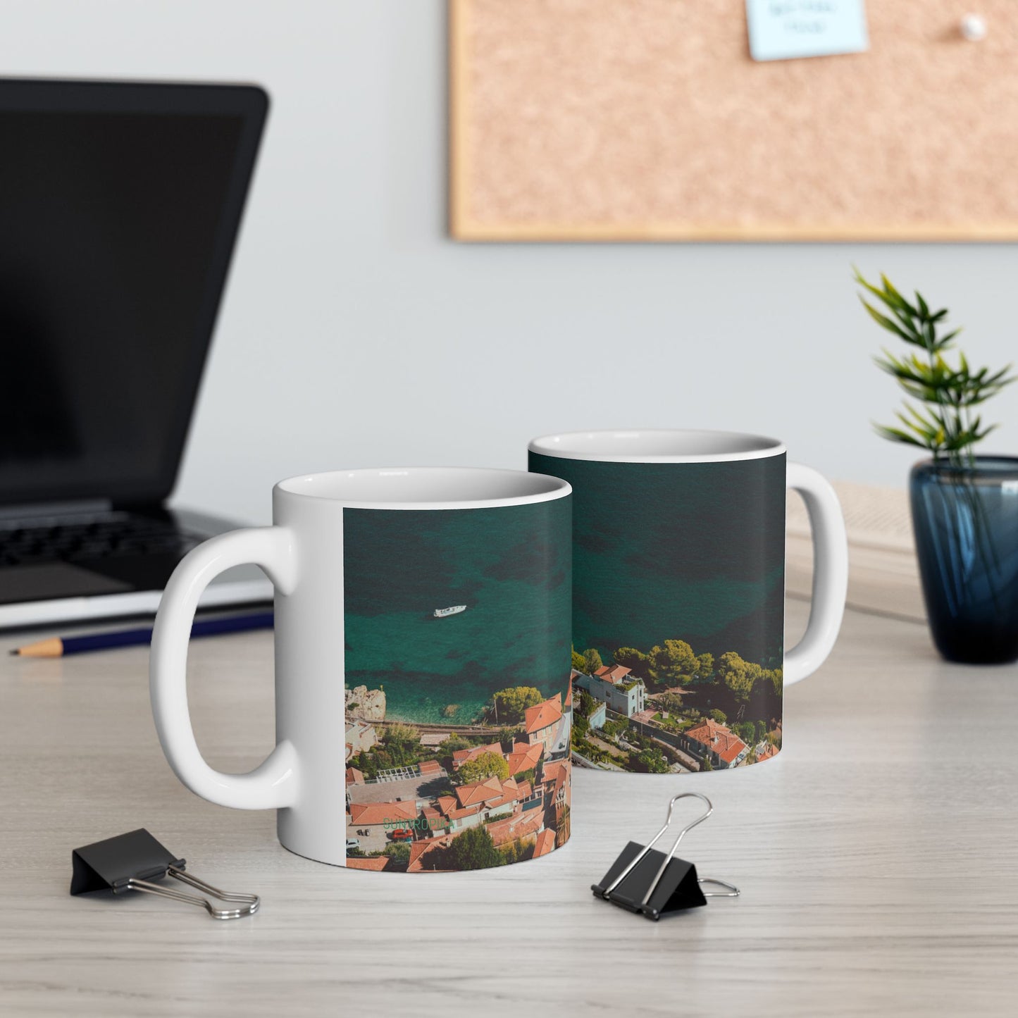 Suntropika Ceramic Mug - Sunny Roquebrune - 11oz - Perfect for Coffee Lovers & Beach Vibes