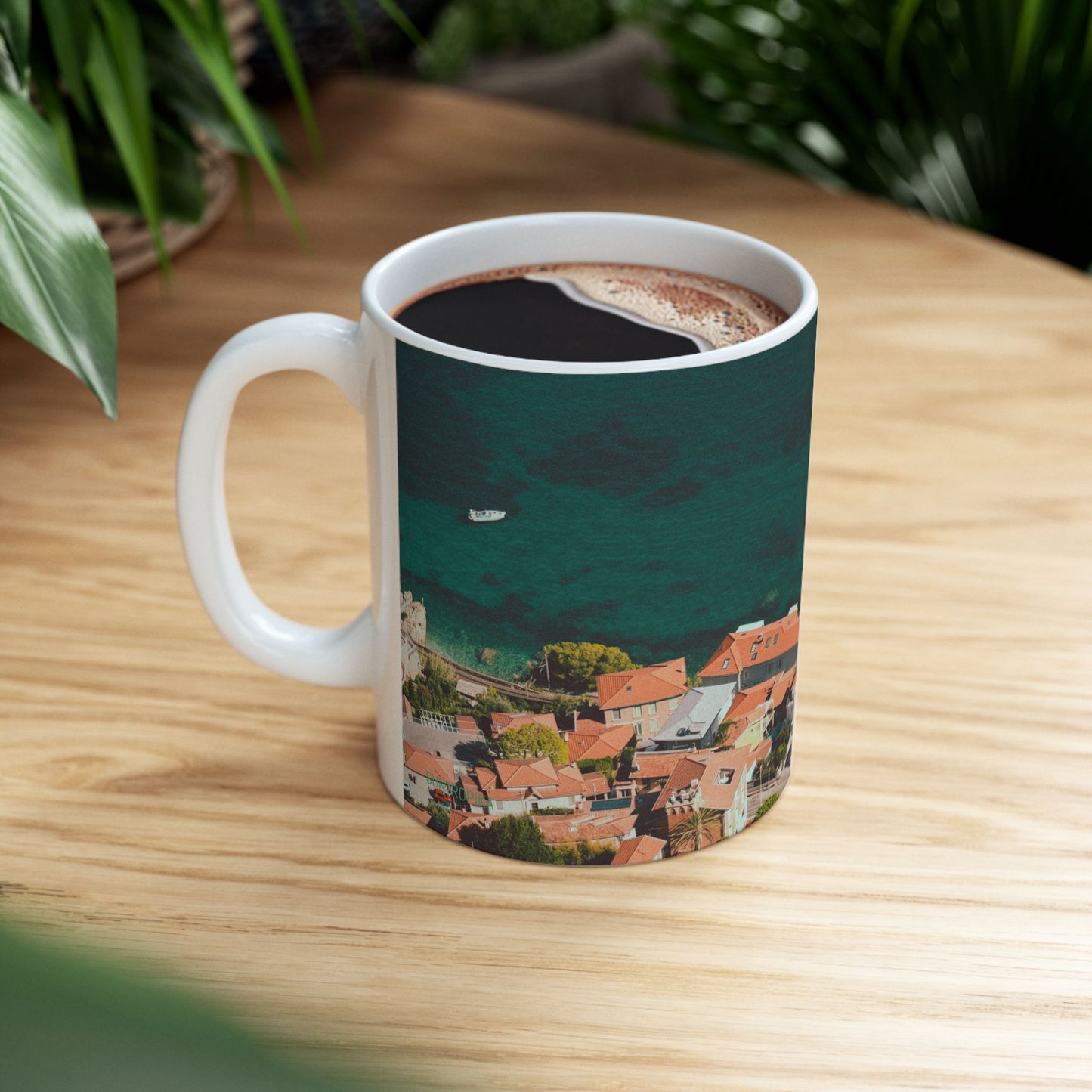 Suntropika Ceramic Mug - Sunny Roquebrune - 11oz - Perfect for Coffee Lovers & Beach Vibes
