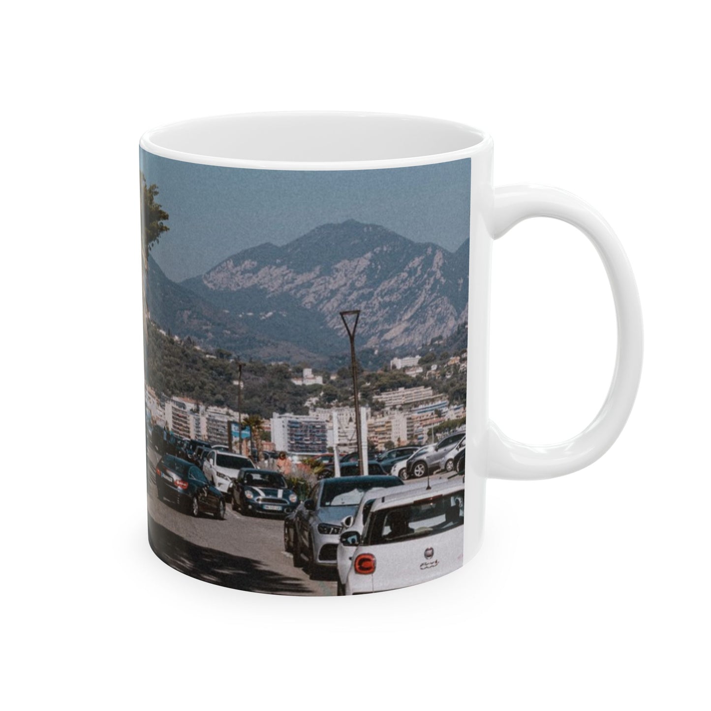 Suntropika Winston Churchill Street in Roquebrune-Cap-Martin Ceramic Mug - 11oz - Perfect for Coffee Lovers & Beach Vibes
