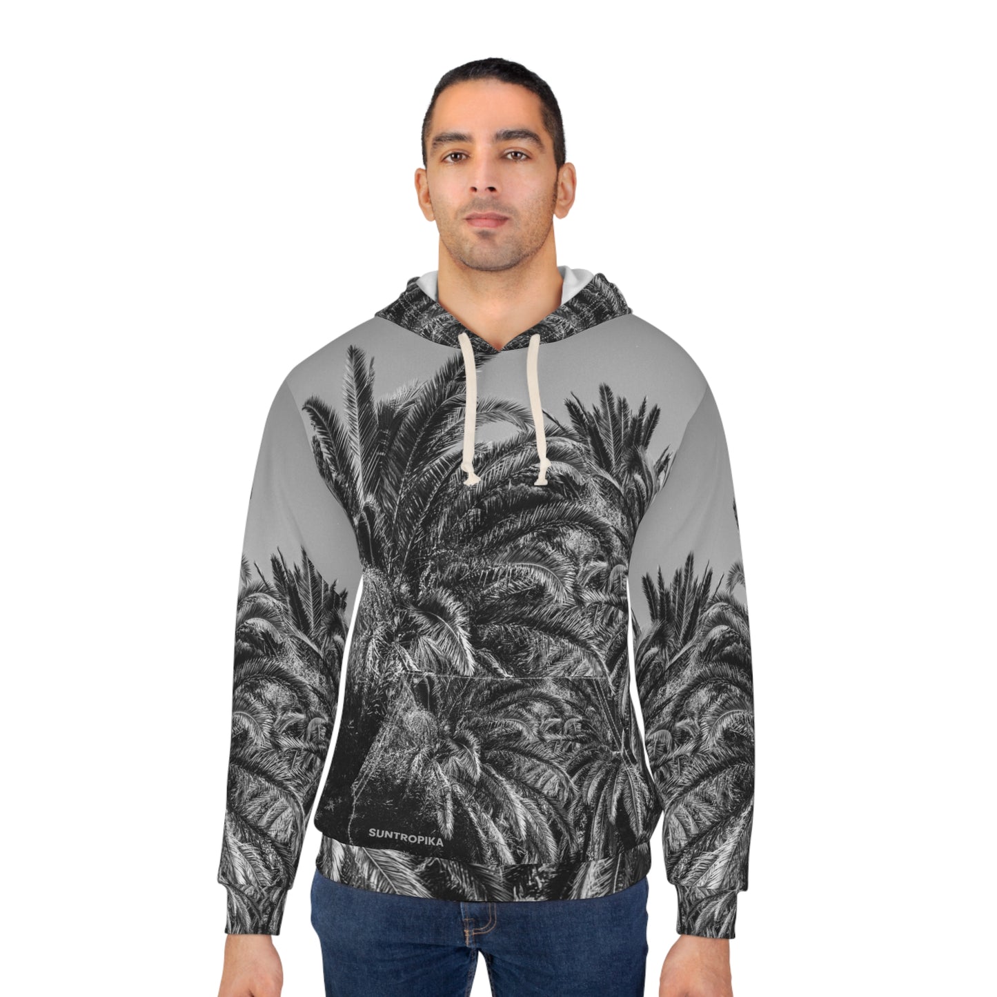 Suntropika Hoodie with Palm Trees B&W - Perfect for Beach Days & Casual Outings