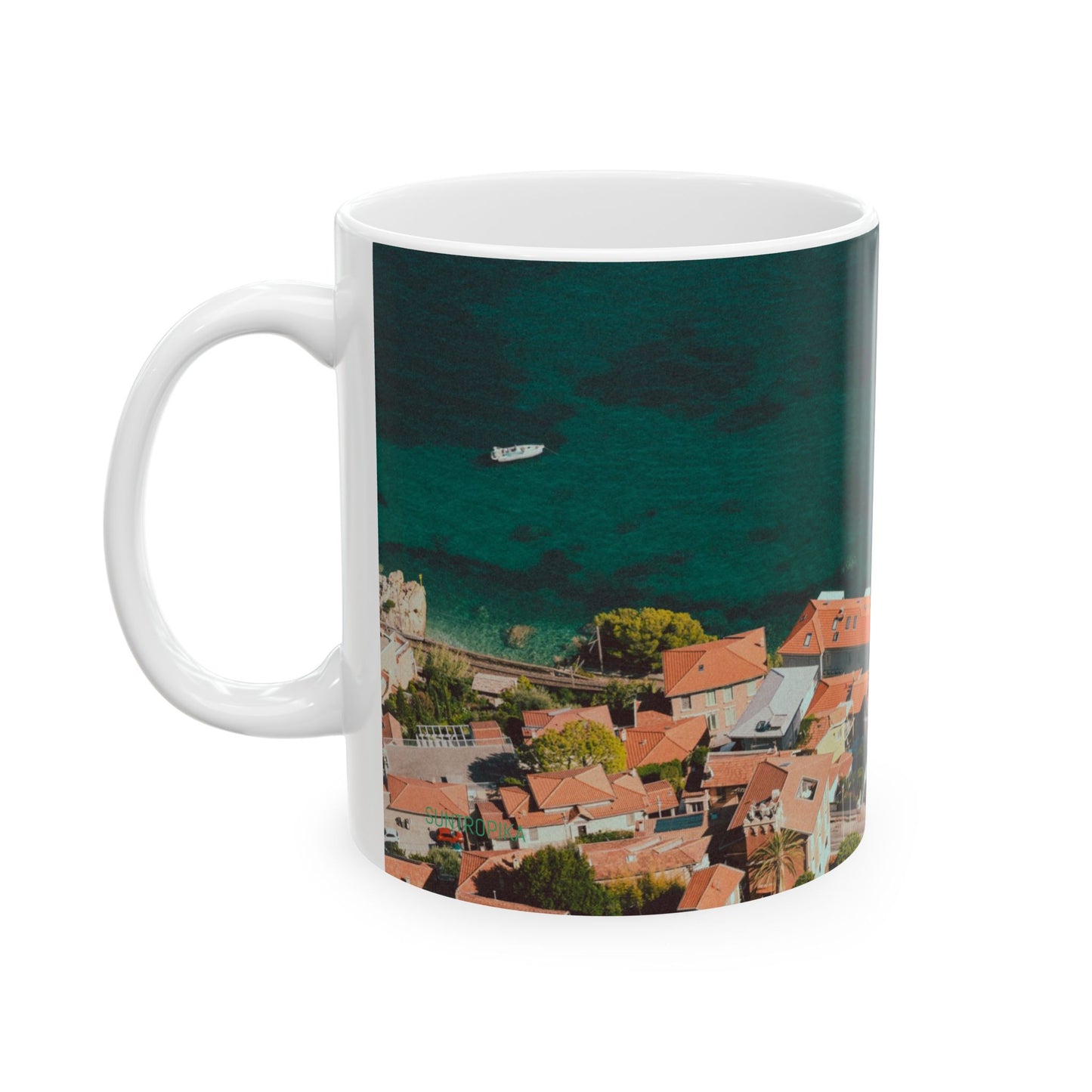 Suntropika Ceramic Mug - Sunny Roquebrune - 11oz - Perfect for Coffee Lovers & Beach Vibes