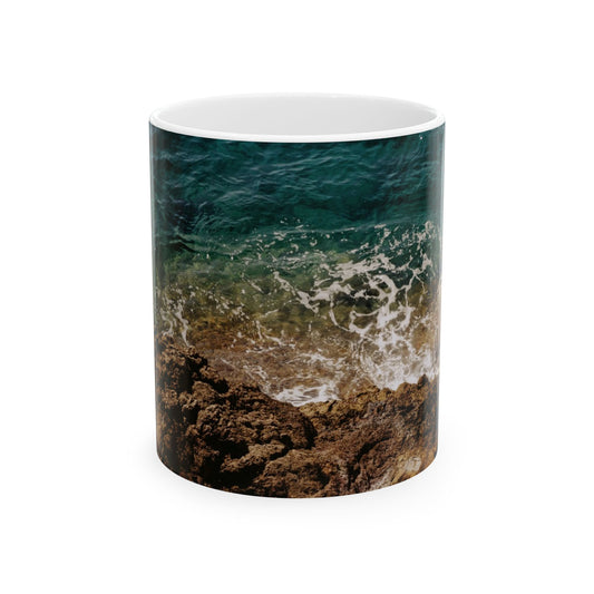 Suntropika Crashing Water Ceramic Mug - 11oz - Perfect for Coffee Lovers & Beach Vibes