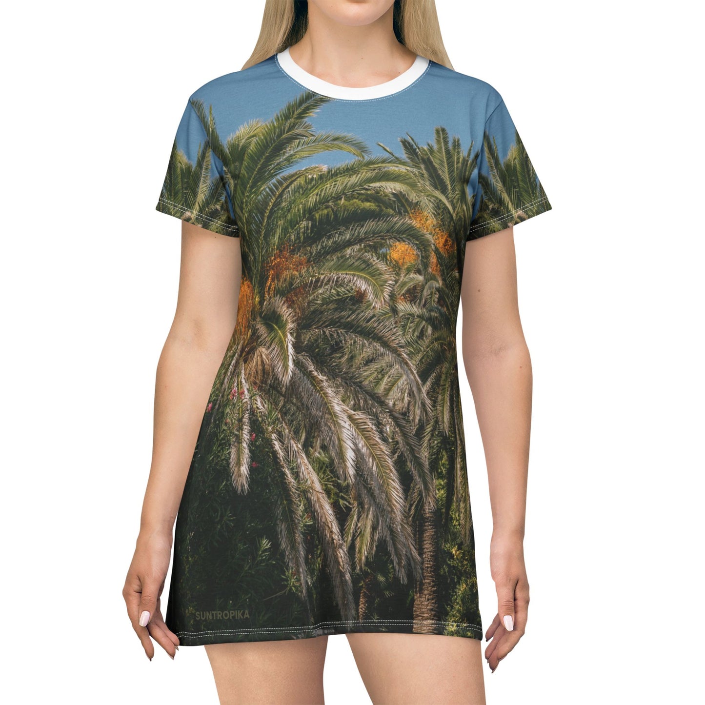 Suntropika T-Shirt Dress with Palm Trees – Casual Summer Wear