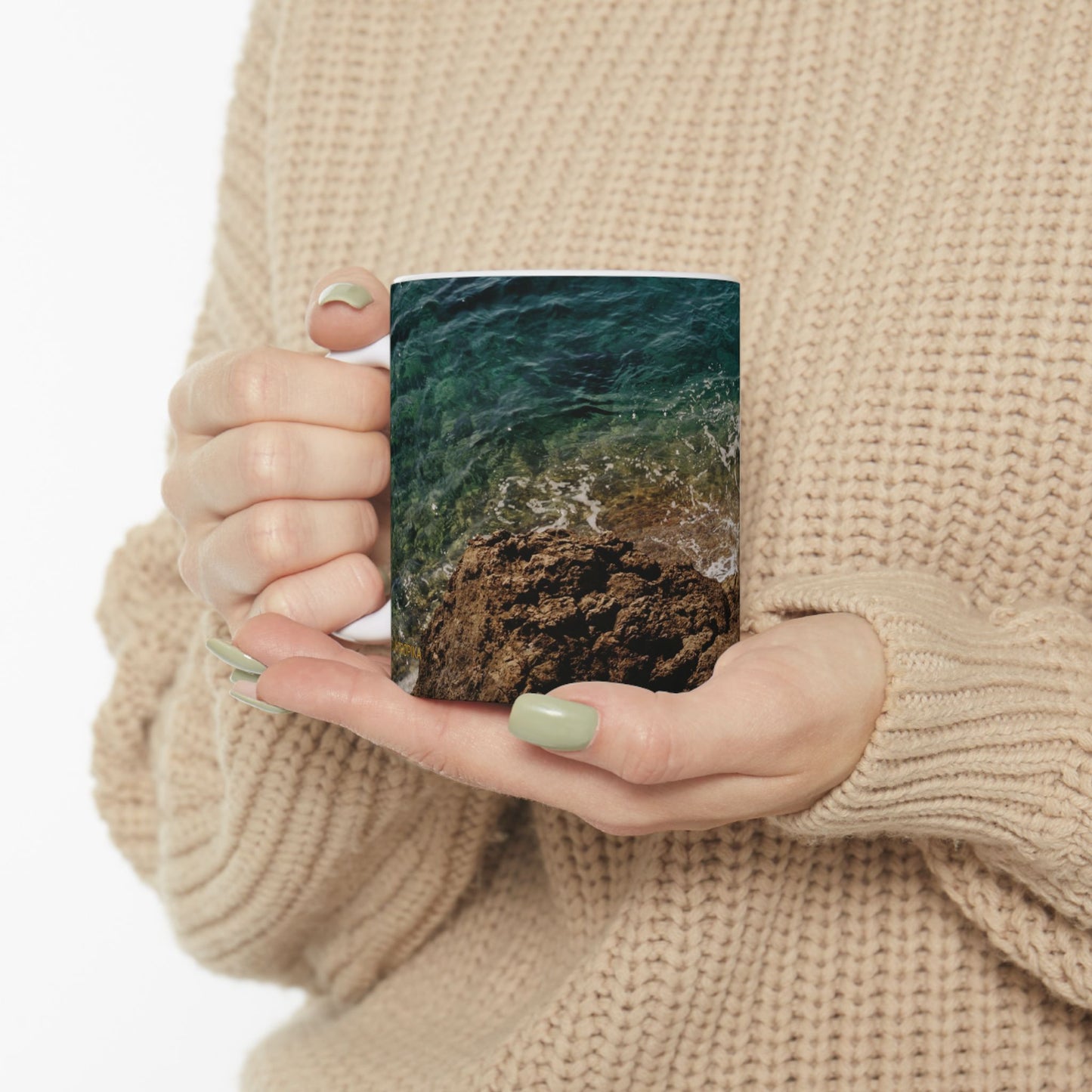Suntropika Crashing Water Ceramic Mug - 11oz - Perfect for Coffee Lovers & Beach Vibes