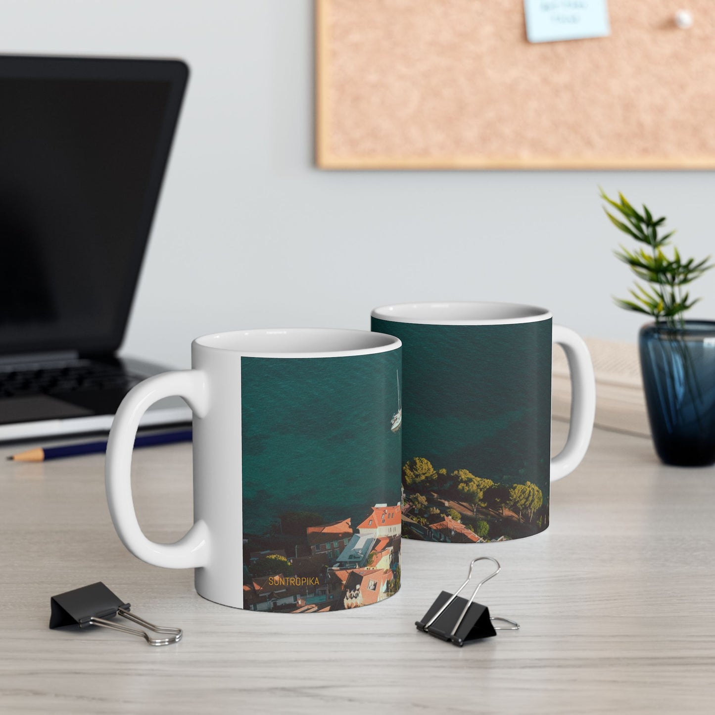 Suntropika Roquebrune Beach Ceramic Mug - 11oz - Perfect for Coffee Lovers & Beach Vibes