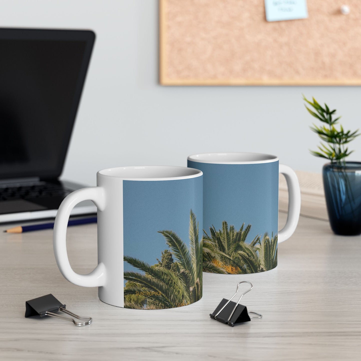 Suntropika Palm Trees Ceramic Mug - 11oz - Perfect for Coffee Lovers & Beach Vibes