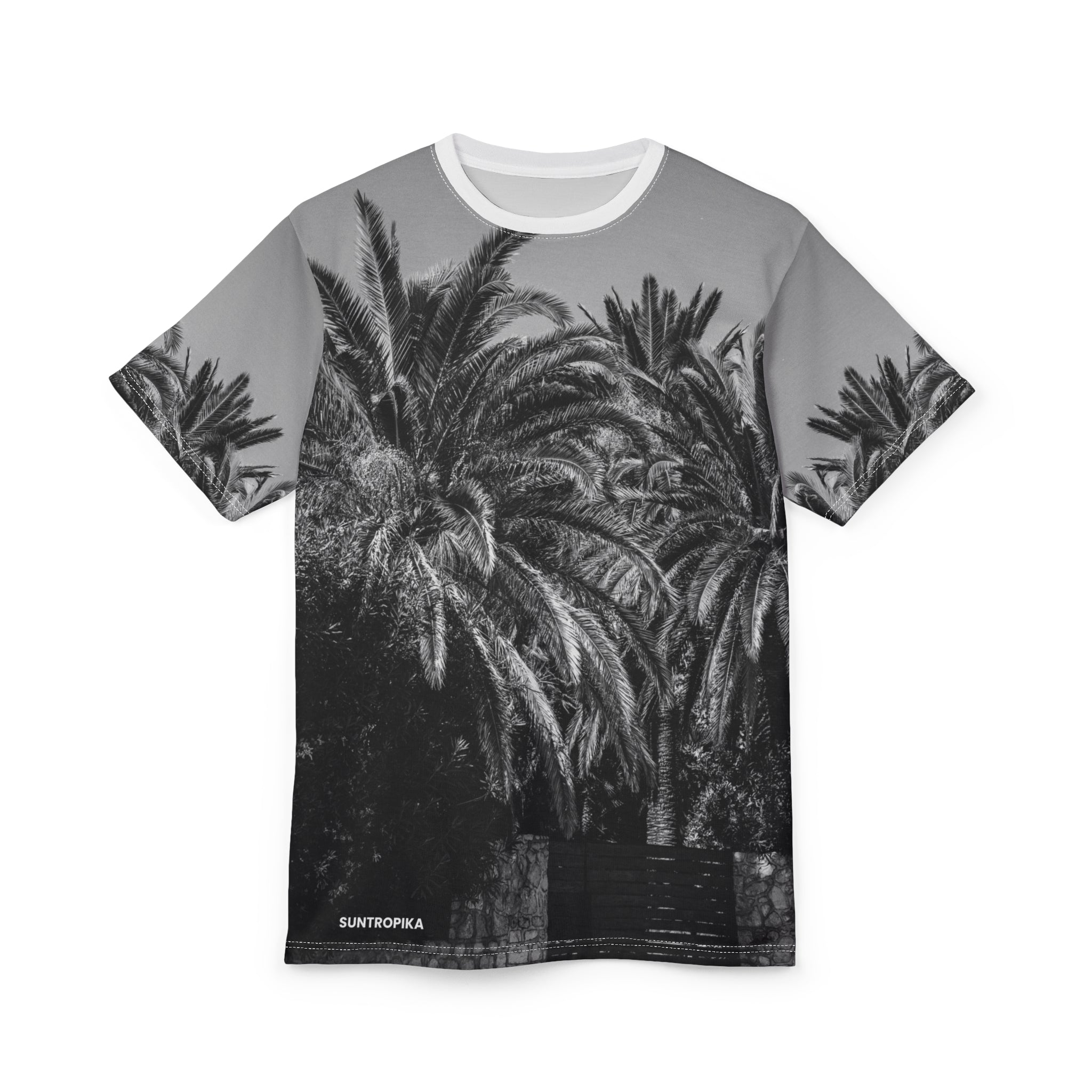Suntropika T-shirt with Palm Trees B&W - Perfect for Summer