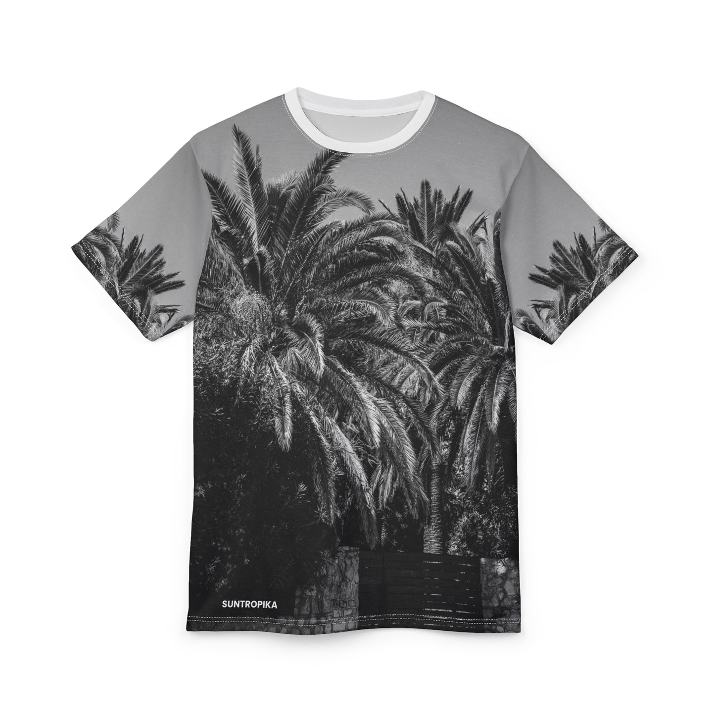 Suntropika T-shirt with Palm Trees B&W - Perfect for Summer Adventures