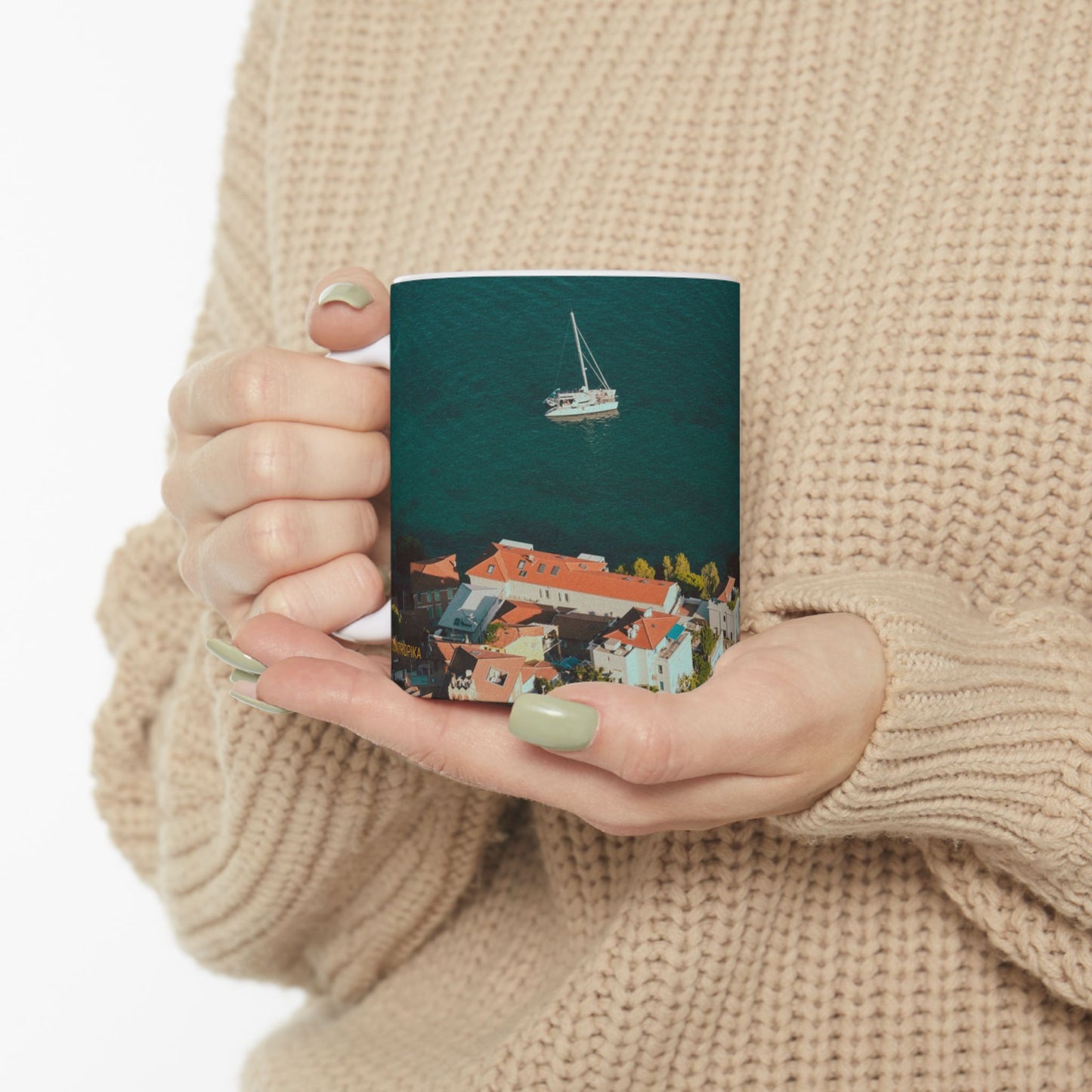 Suntropika Roquebrune Beach Ceramic Mug - 11oz - Perfect for Coffee Lovers & Beach Vibes
