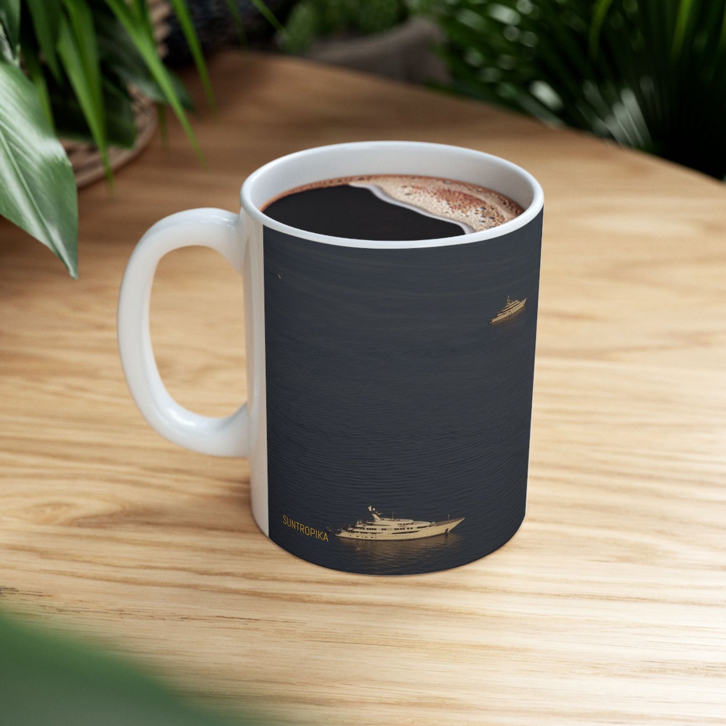 Suntropika Yachts at sea Ceramic Mug - 11oz - Perfect for Coffee Lovers & Beach Vibes