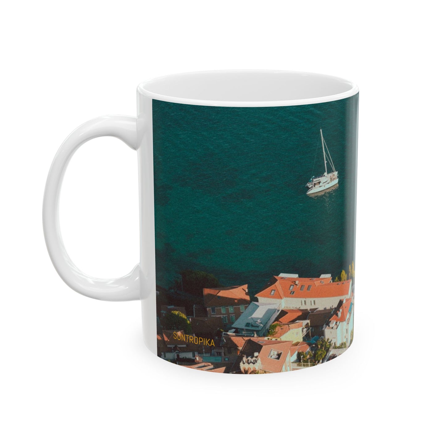Suntropika Roquebrune Beach Ceramic Mug - 11oz - Perfect for Coffee Lovers & Beach Vibes