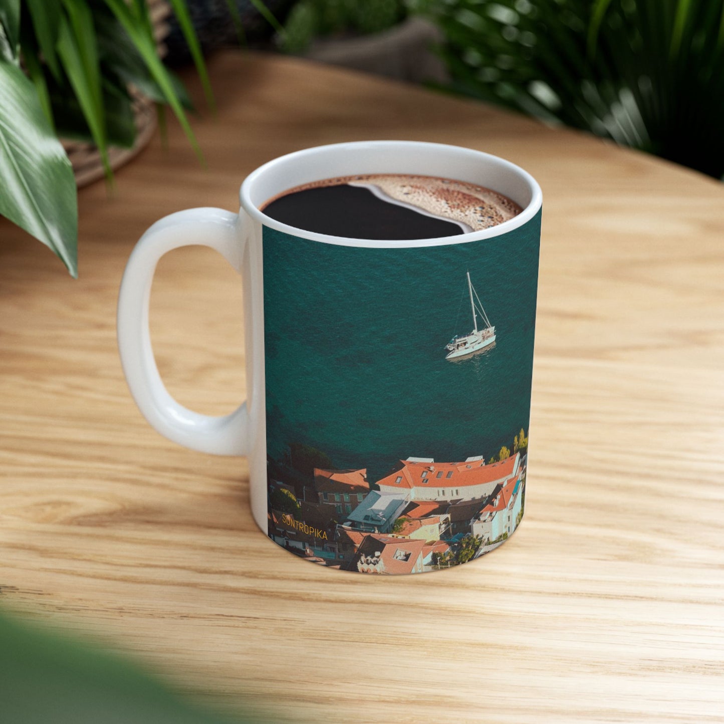 Suntropika Roquebrune Beach Ceramic Mug - 11oz - Perfect for Coffee Lovers & Beach Vibes