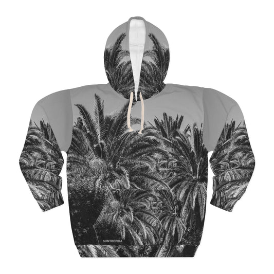 Suntropika Hoodie with Palm Trees B&W - Perfect for Beach Days & Casual Outings