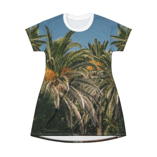 Suntropika T-Shirt Dress with Palm Trees – Casual Summer Wear