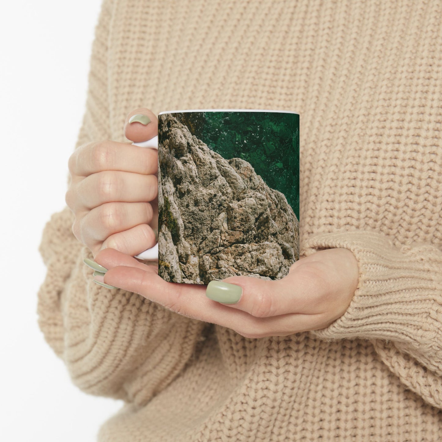 Suntropika Ceramic Mug - Water on the rocks - 11oz - Perfect for Coffee Lovers & Beach Vibes