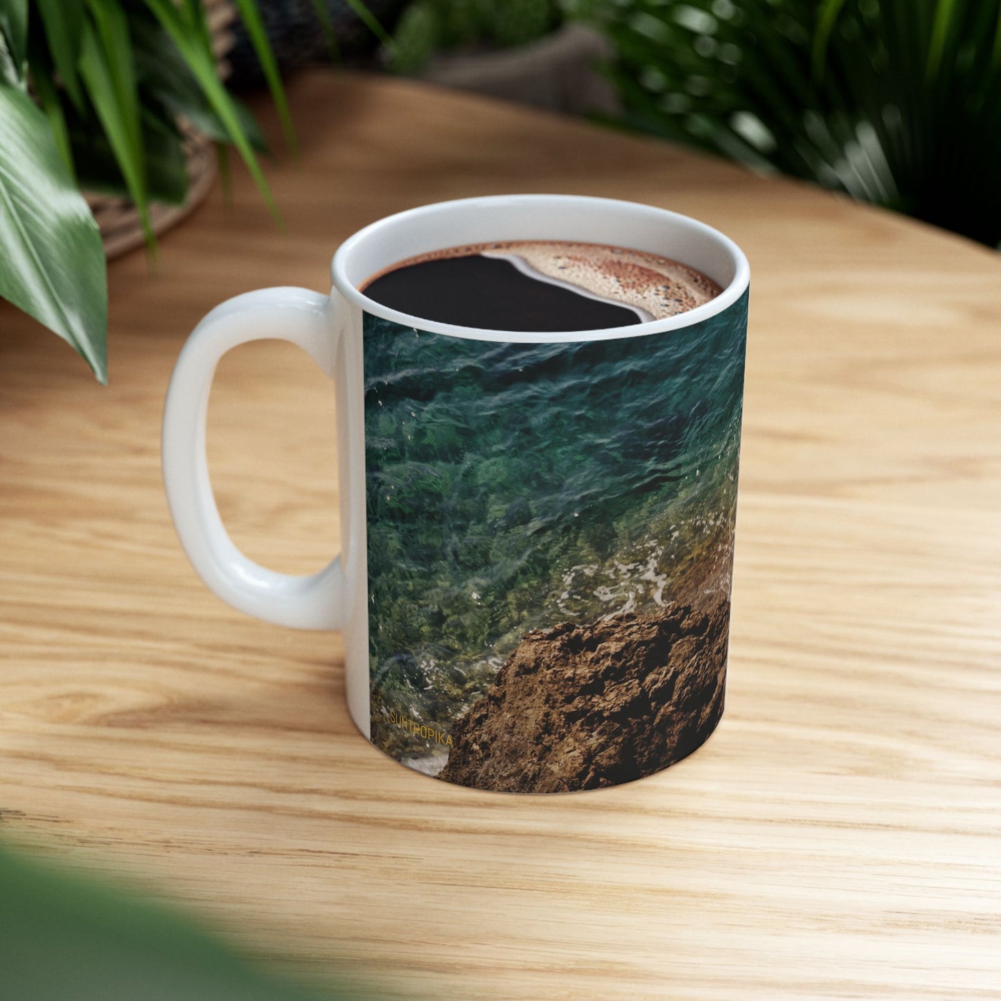 Suntropika Crashing Water Ceramic Mug - 11oz - Perfect for Coffee Lovers & Beach Vibes