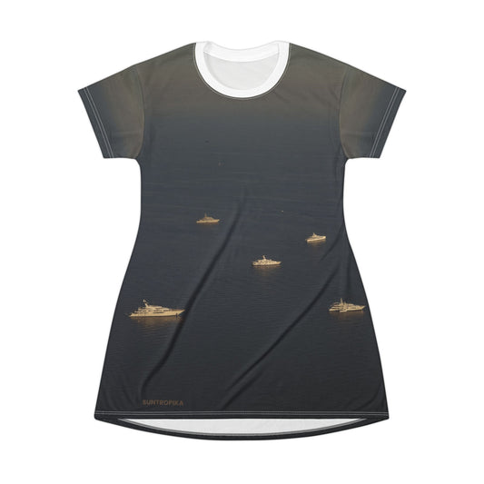 Suntropika T-shirt Dress Yachts at sea – Casual Summer Wear