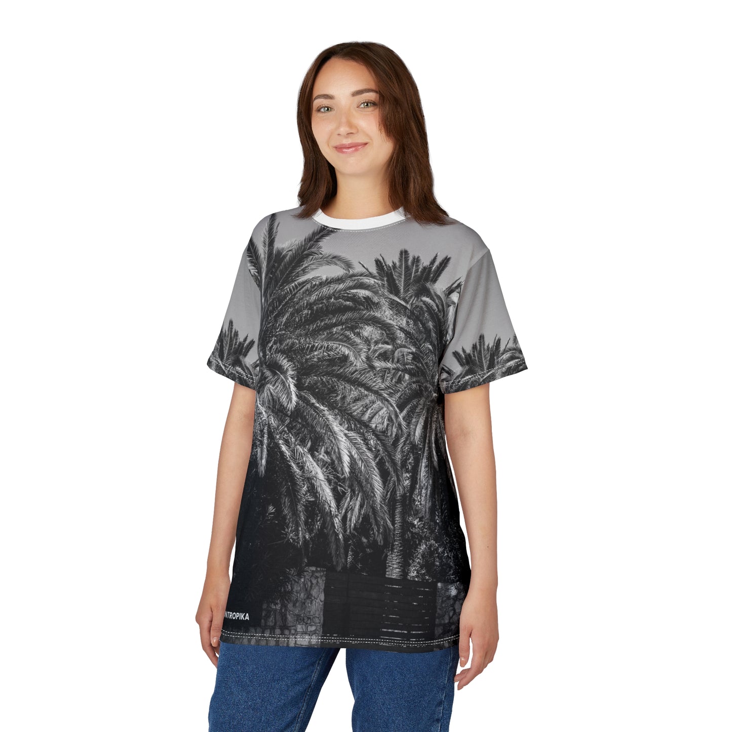 Suntropika T-shirt with Palm Trees B&W - Perfect for Summer Adventures
