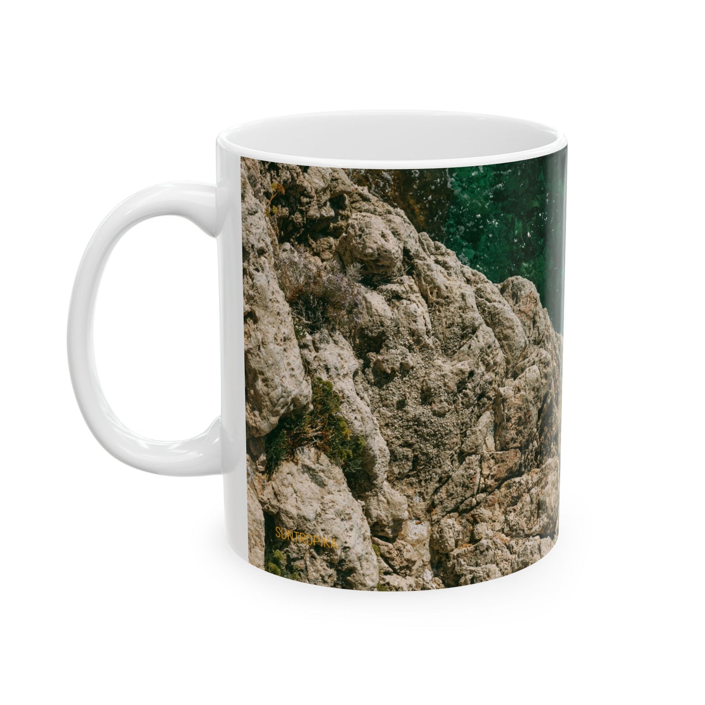 Suntropika Ceramic Mug - Water on the rocks - 11oz - Perfect for Coffee Lovers & Beach Vibes