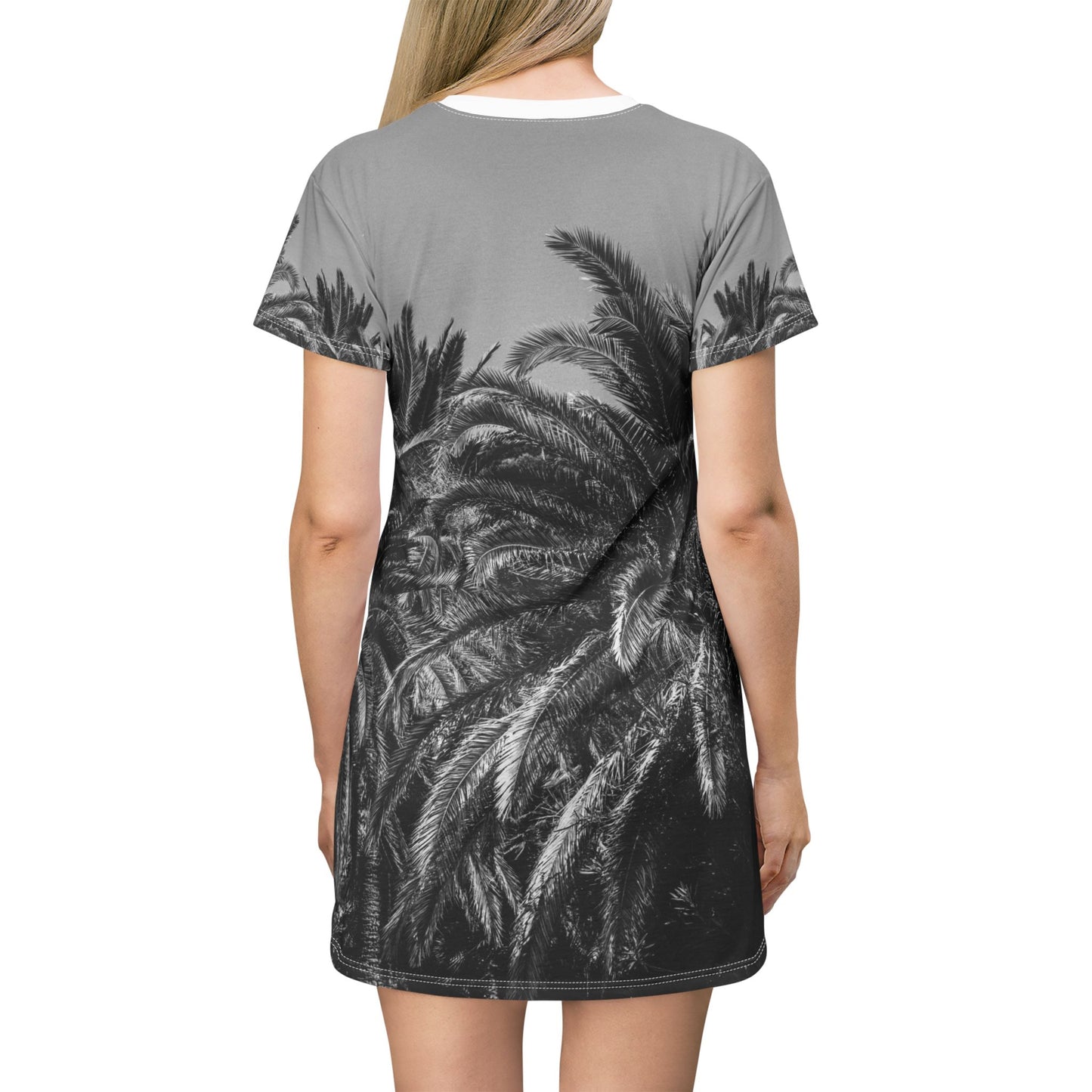 Suntropika T-Shirt Dress with Palm Trees Black & White – Casual Summer Wear