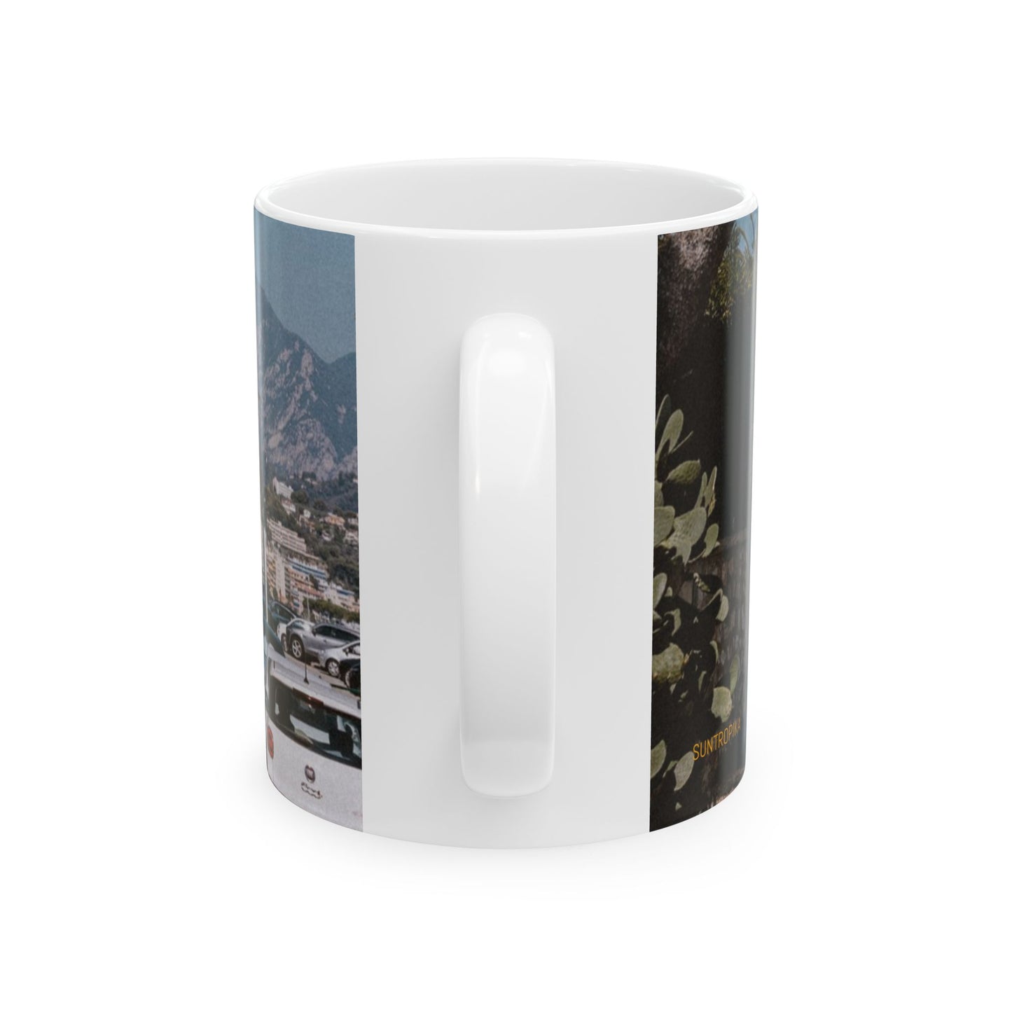 Suntropika Winston Churchill Street in Roquebrune-Cap-Martin Ceramic Mug - 11oz - Perfect for Coffee Lovers & Beach Vibes
