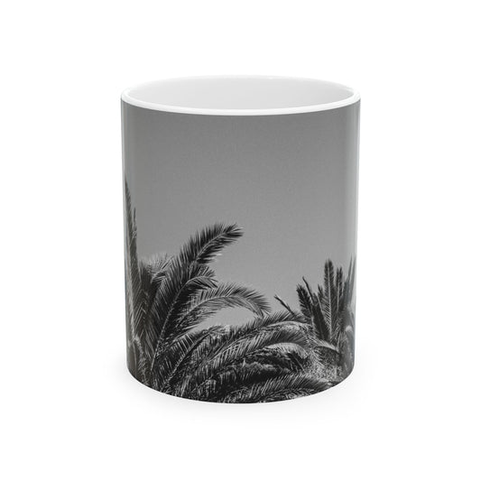 Suntropika Ceramic Mug - Palm Trees in B&W - 11oz - Perfect for Coffee Lovers & Beach Vibes