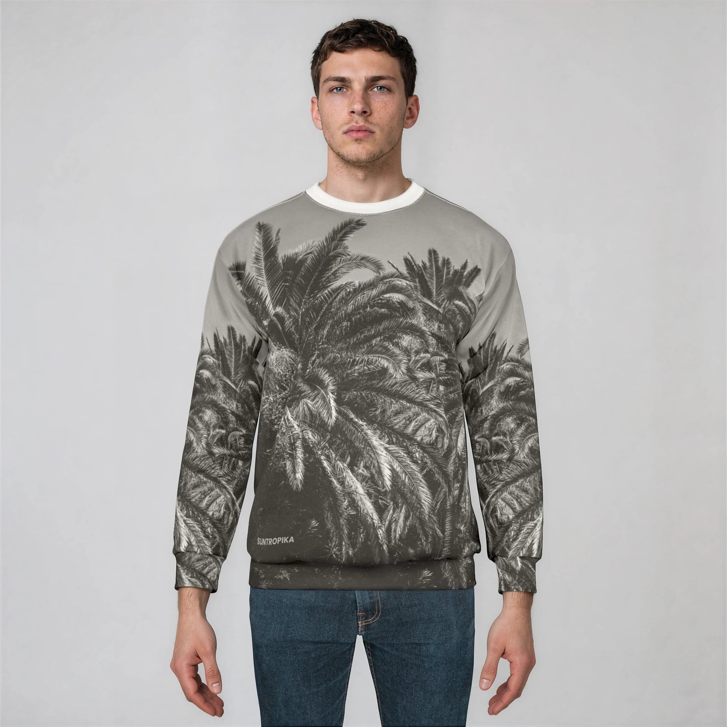 Suntropika Sweatshirt Palm Trees B&W - Unisex Sweatshirt for Relaxation and Travel