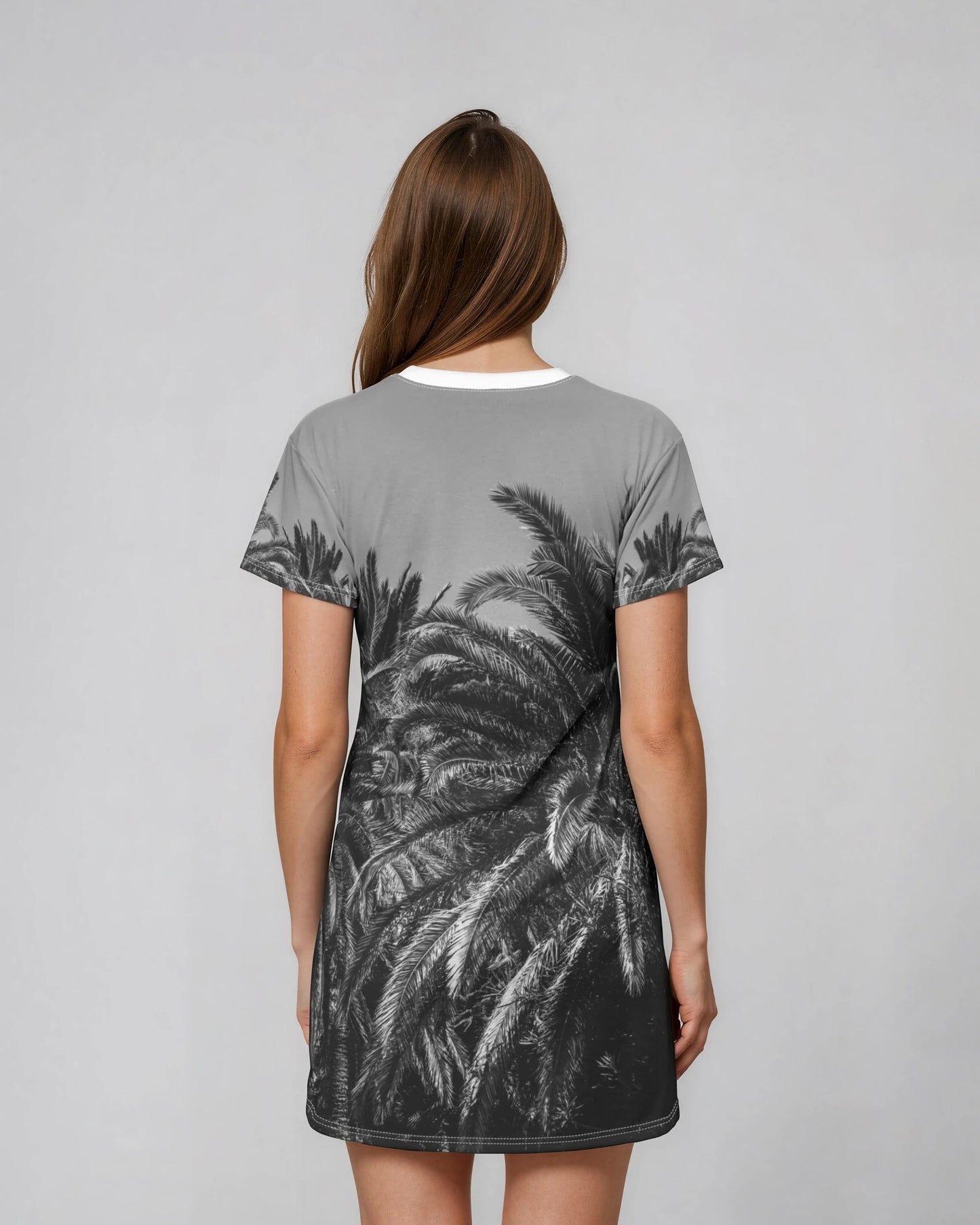 Suntropika T-Shirt Dress with Palm Trees Black & White – Casual Summer Wear