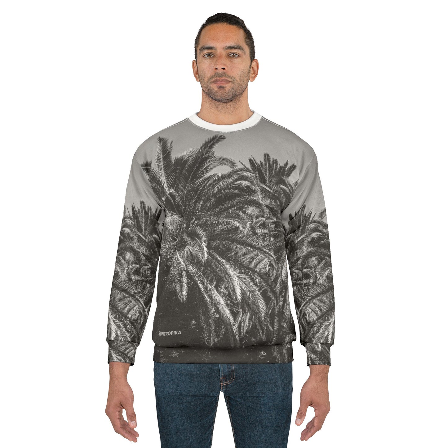 Suntropika Sweatshirt Palm Trees B&W - Unisex Sweatshirt for Relaxation and Travel