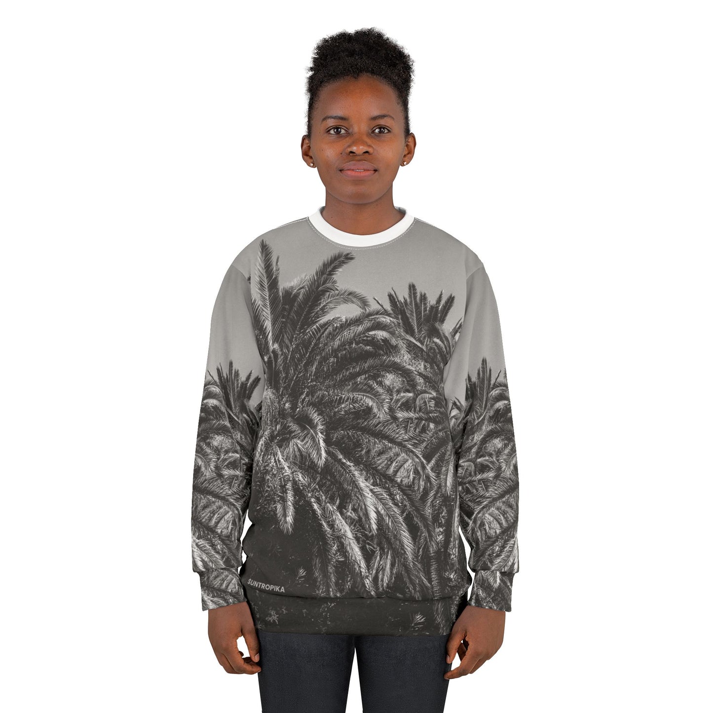 Suntropika Sweatshirt Palm Trees B&W - Unisex Sweatshirt for Relaxation and Travel