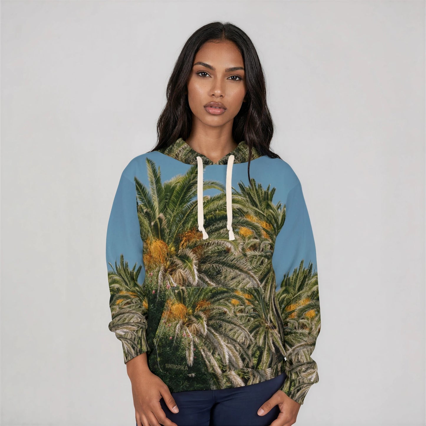 Suntropika Hoodie with Palm Trees, Color - Perfect for Beach Days & Casual Outings