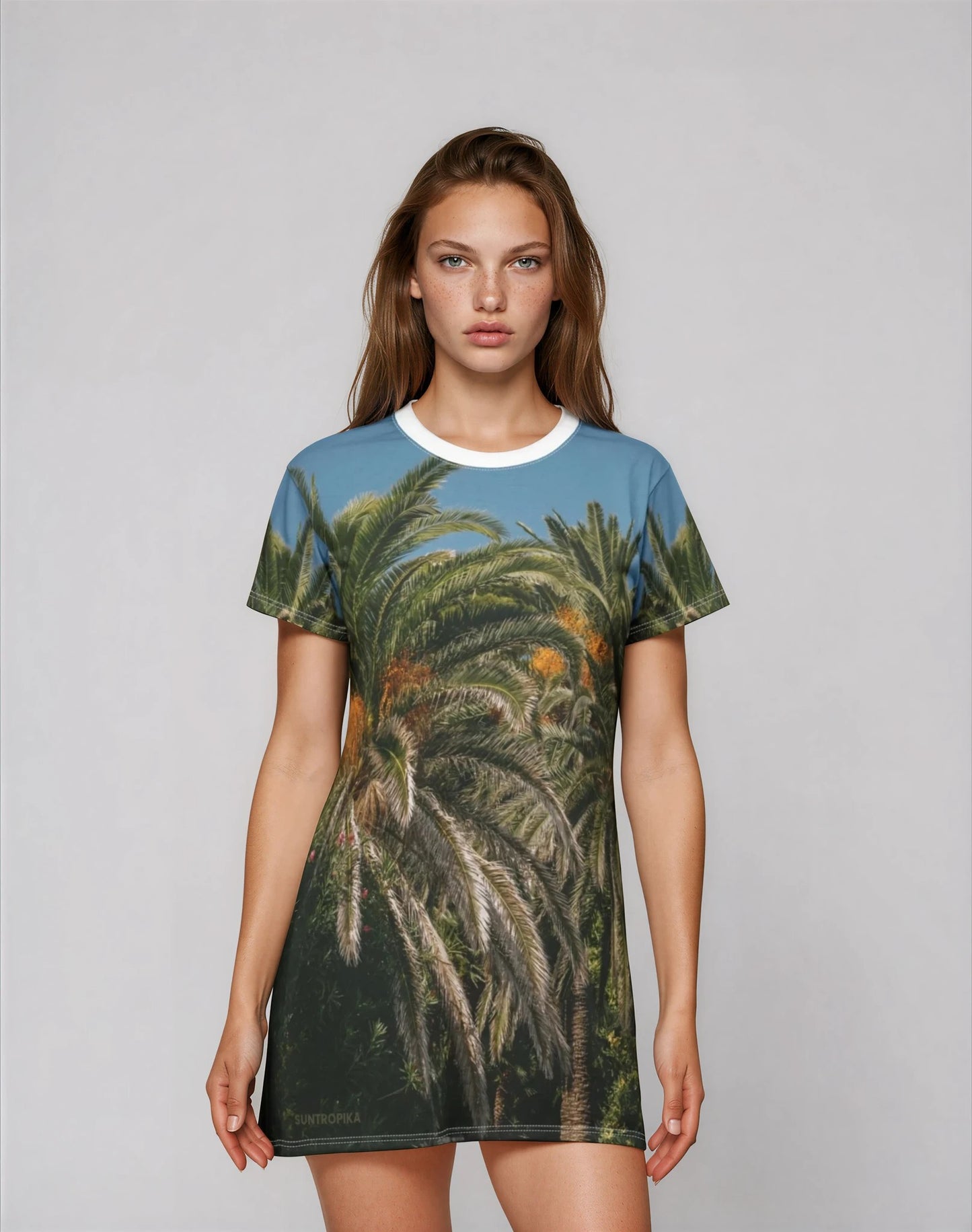 Suntropika T-Shirt Dress with Palm Trees – Casual Summer Wear